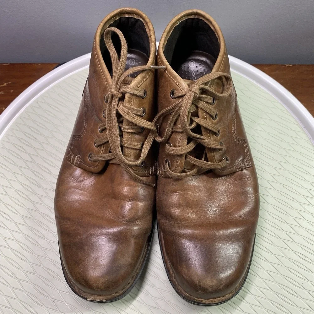Rockport‎ Brown Leather Lace Up Ankle Boots Mens 9.5 M. Used